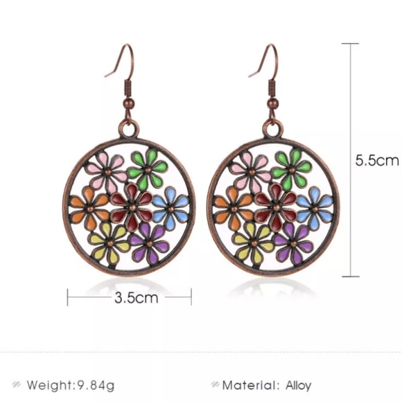 Floral Boho Dangle Earrings - Picture 4 of 4
